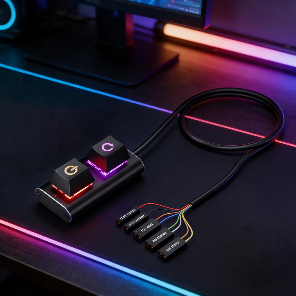 PC Power Button with 6.56FT Cable LED Light Desktop Computer Power Switch Manual Operation for Computer Motherboard