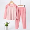 2/4-piece Autumn And Winter Children's Thick Brushed Color Blocked Warm Underwear Set For Boys And Girls Comfortable Sleepwear
