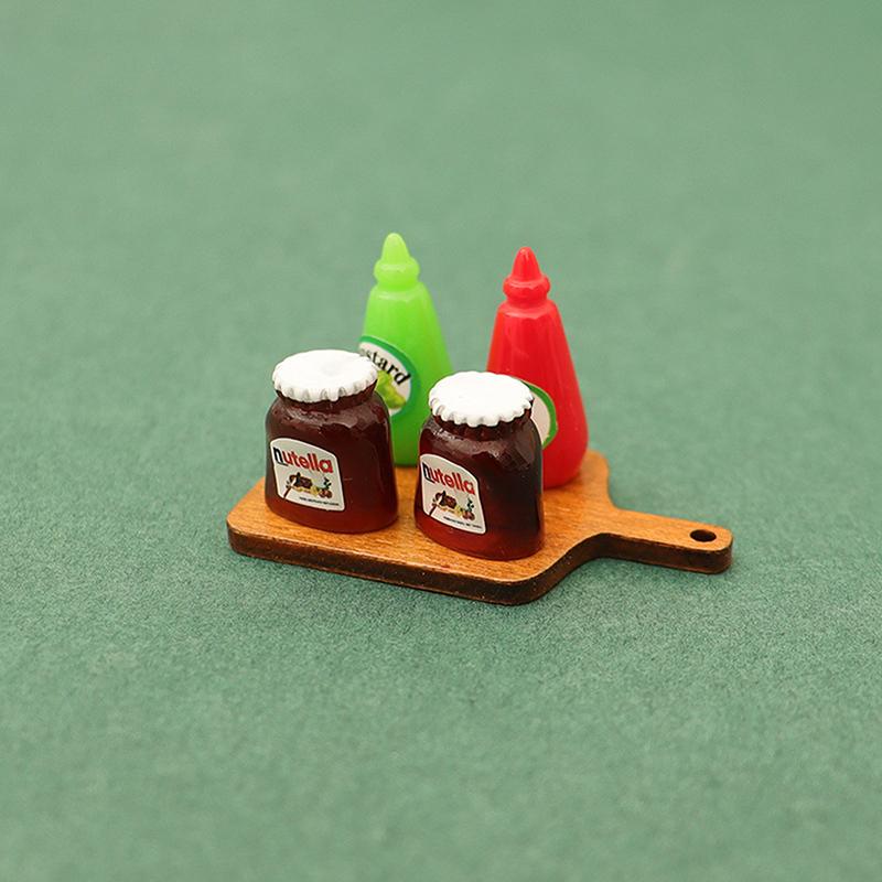5Pcs/Lot Dollhouse Diy Accessories Miniature Coffee Can Bread Spread Fruit Sauce Jam Food Model Kitchen Decor Toy