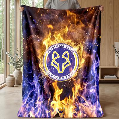 Leicester City Fußball Druck Flanell Decke, Weiche Warme Leichte Überwurfdecke für Sofa Bett Camping