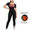 Women's Yoga Sweat-Inducing Jumpsuit for Butt Lifting & Abdominal Tightening - Short Sleeve, Long Pants Fitness Wear