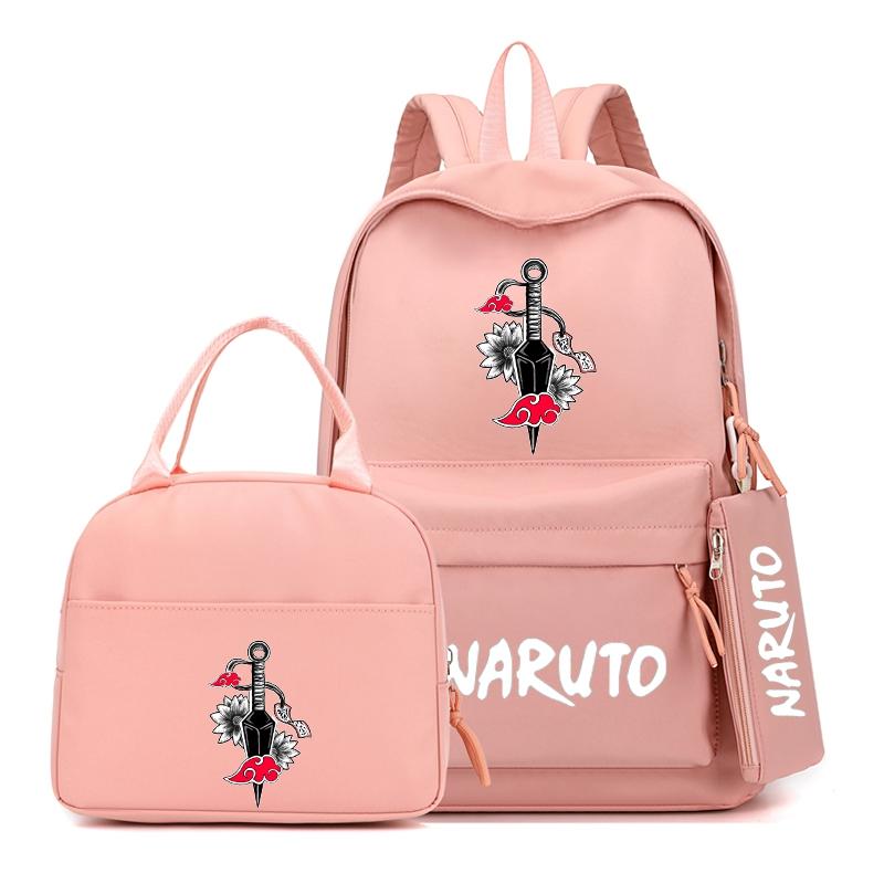 3Pcs/set Anime Naruto Backpack with Lunch Bag for Girl Boy Student Back To School Bookbag Schoolbag Men Women Leisure Travel Bag