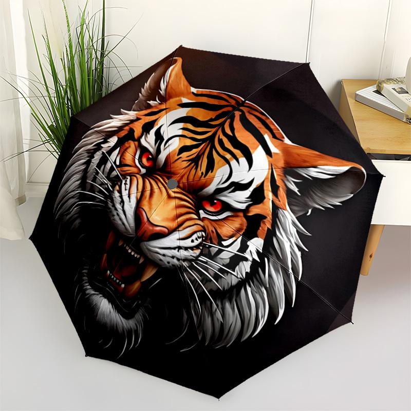 1pc Tiger Face Automatic Umbrella - Automatic Opening And Closing, Sturdy Iron Frame, Portable Folding Design yy251018215