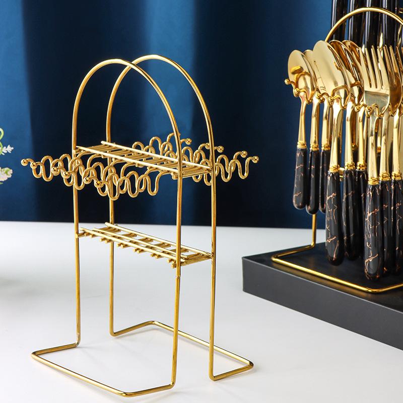 24 Pcs Stainless Steel Cutlery Dark Green Handle Knife Fork Spoon Set Cutlery Set Travel Cutlery Set Flatware Set