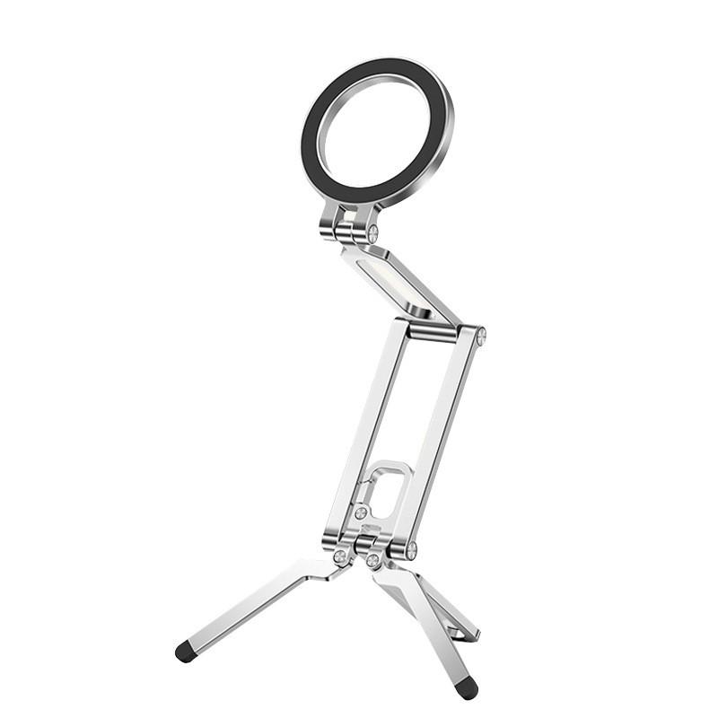 Magnetic Phone Stand Desk Selfie Tripod Foldable Metal Holder Car Home Office Bathroom Portable Mount