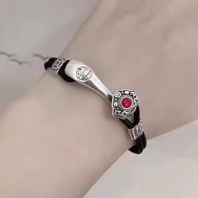 Retro Ethnisches Rotes Schnur Glücksbringer Partner Armband Schmuck