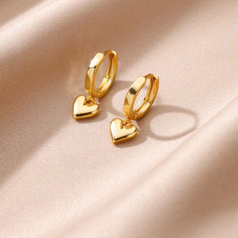 Stainless Steel Heart Earrings for Women Vintage Gold Color Heart Drop Earring Waterproof Wedding Valentine Jewelry Gift