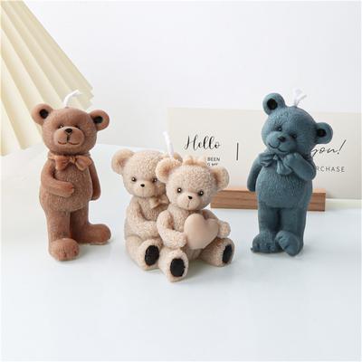 Cute Bear Silicone Candle Mold DIY Hug Heart Couple Bear Scented Candle Making Resin Soap Cake Mold Gifts Craft Home Decoration