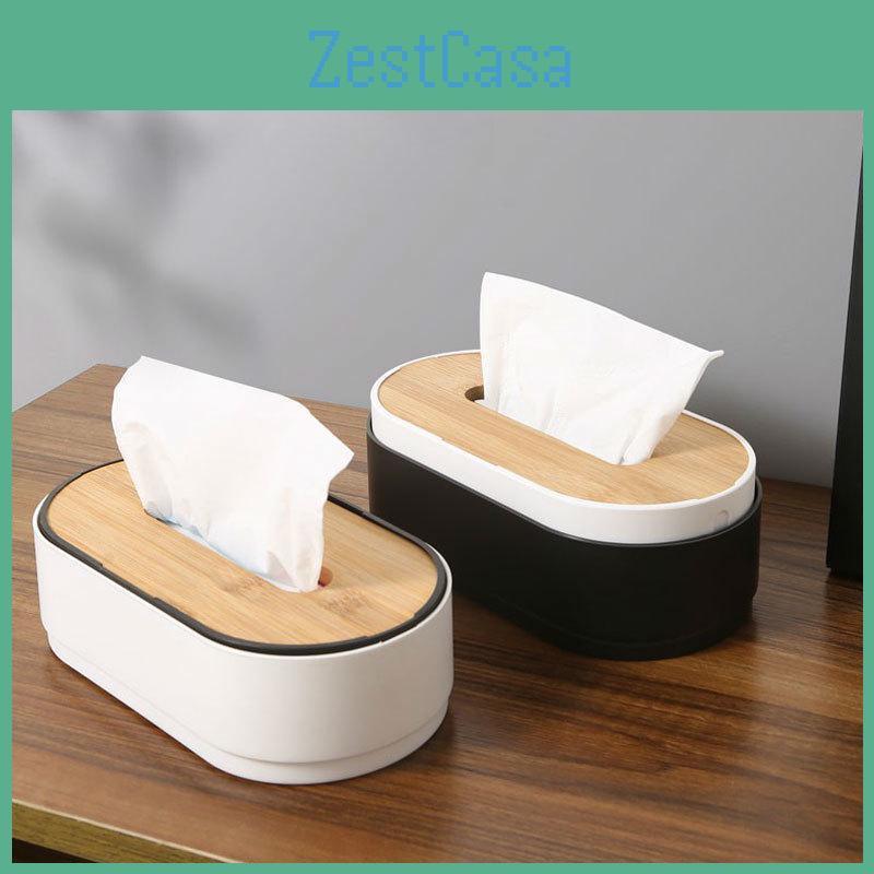 Bamboo Box Adjustable Lid Tissue For Living Room Coffee Table