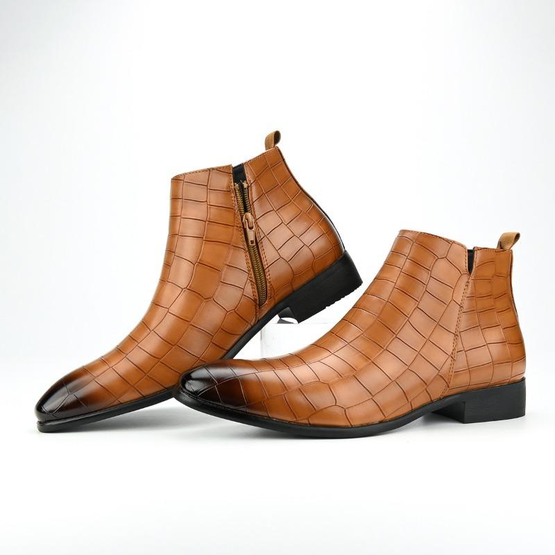 Fashion Men's Chelsea Boots High Quality Square Head Men Shoes Versatile Fashion Mens Short Boots Trend Leather Ankle Boots Botas Hombre