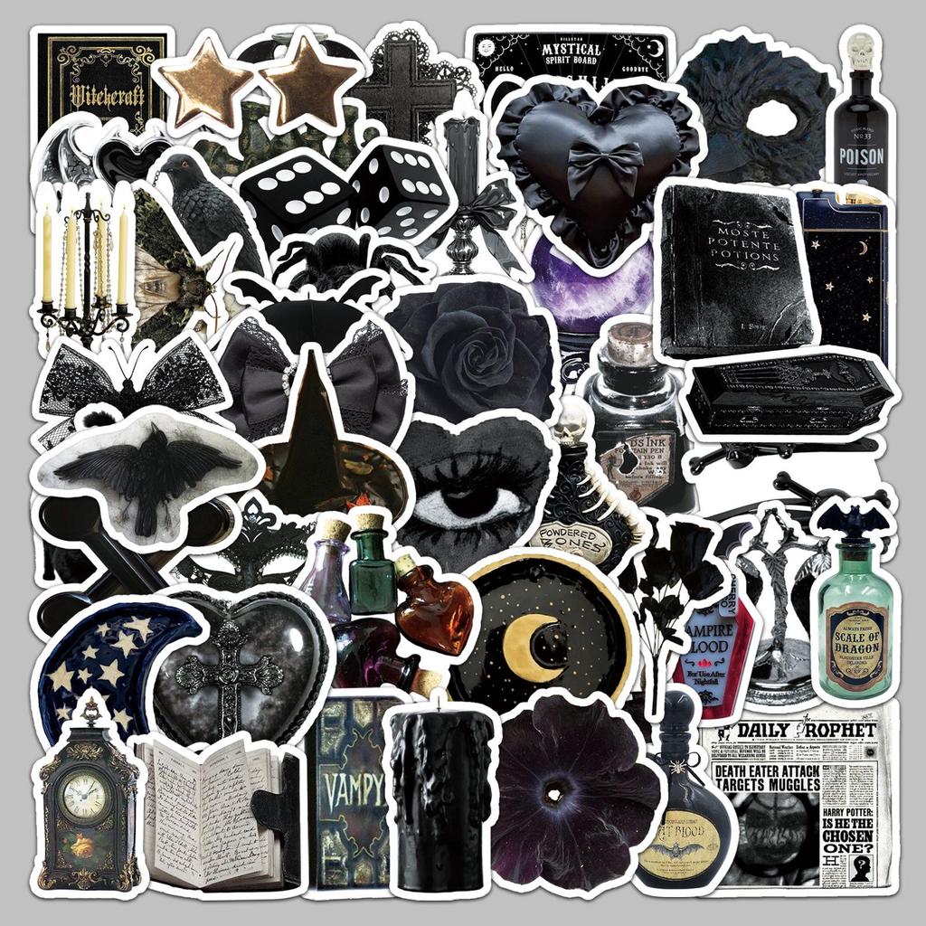 50 Gothic Dark Witch Stickers: Personalized, Creative, Waterproof Decorative Stickers for Journaling and Phone Cases
