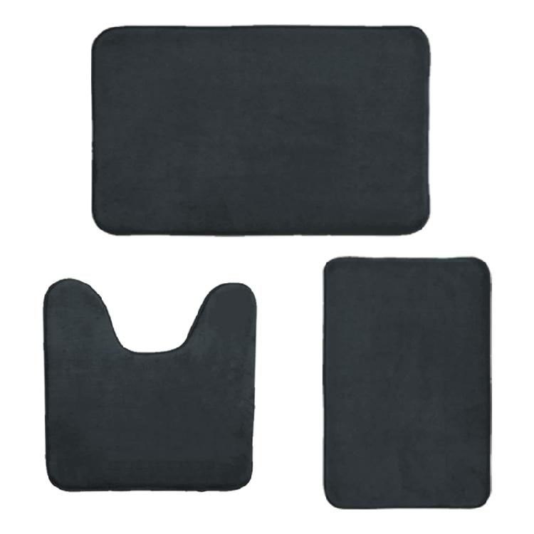 Set of 3 Bathroom Rugs Bath Mat Super Absorbent U-Shaped Shower Mat Machine Wash