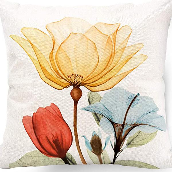 Retro American Plant Floral Print Linen Pillow Case Living Room Sofa Car Pillow Cushion