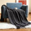 Nordic Knitted Throw Blankets with Tassels Khaki Cream Grey Vintage Blankets Luxury Bed Sofa Couch Oversized Bedspread Cover