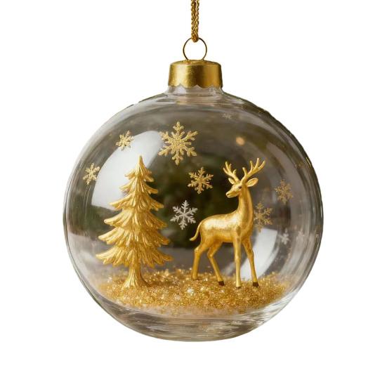 

3D Фигурки диких животных, Рождественские украшения, Прозрачный пластиковый шар, Рождественское украшение, Подвесные елочные шары C