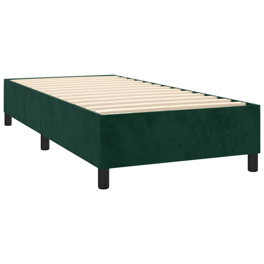 Box Spring Bed with Mattress Dark Green 90 x 190 cm Velvet