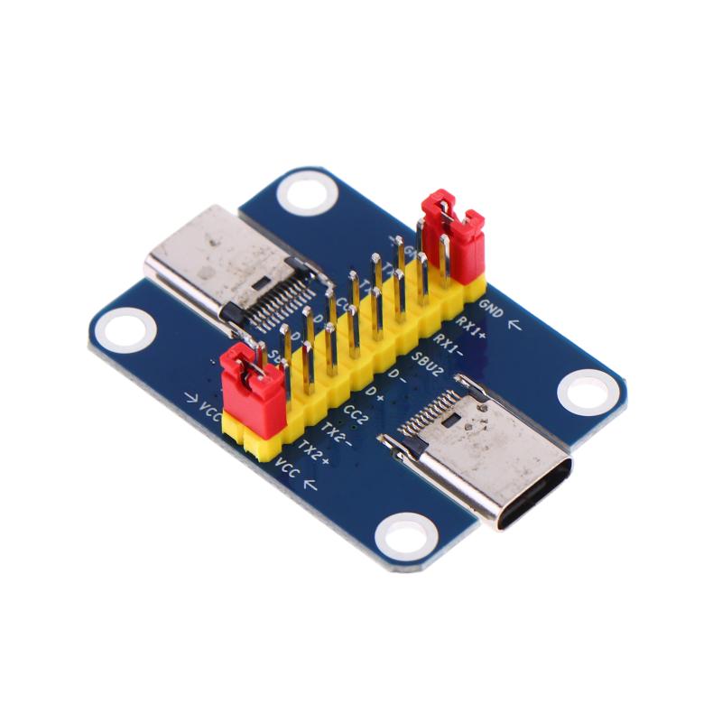 Адаптер-плата для тестирования USB 3.1 Type-C (папа на маму) с разъемом Type C 2,54 мм для передачи данных по кабелю female to female