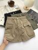 2024 Summer Korean Style Women's Retro High-Waisted Denim Mini Skirt with Side Drawstring Ties