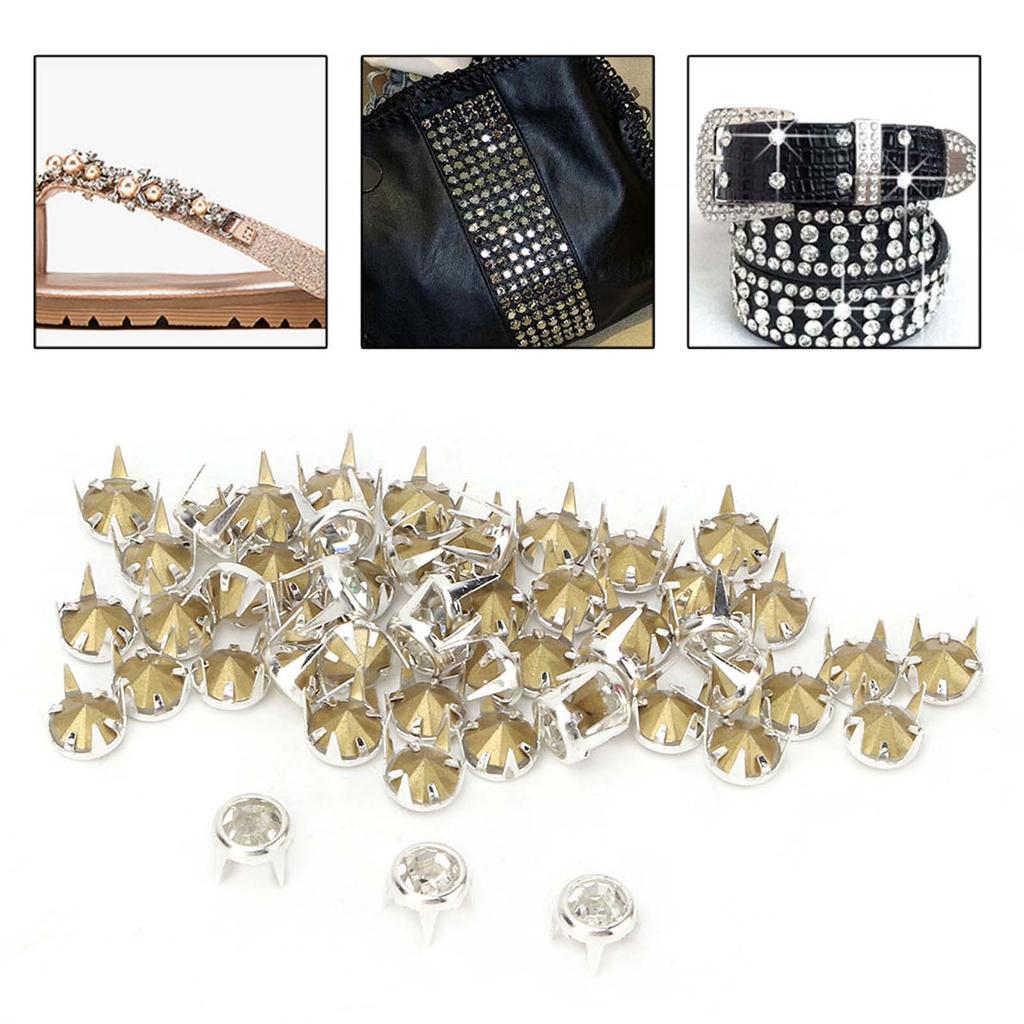 50PCS 7mm DIY Silver Round Claw A Grade Crystal Rhinestones for Crafts and Decoration