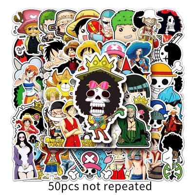One Piece 50 Pcs Cartoon Anime Waterproof Vinyl Stickers Graffiti Decals For Luggage Laptop Skateboard Car Motorcycle Anime Fans