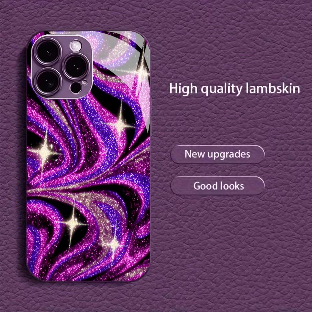 Sparkly Purple Marble Swirl for Coque Iphone for Iphone 17 Case Fashion Case Fundas Glass for iPhone 17 16 15 14 13 Pm Pro Plus