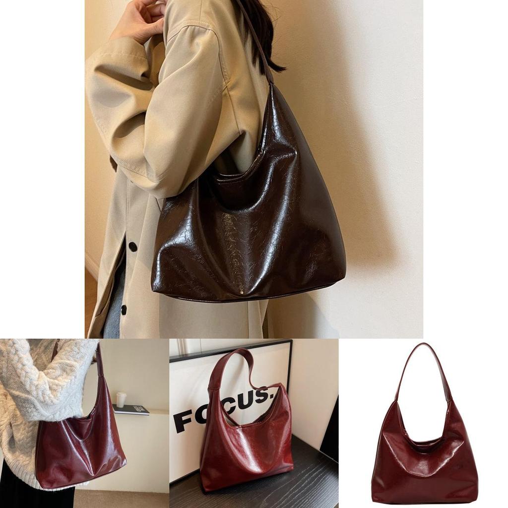 Large Capacity Red Vintage Style Shoulder Tote Bag For Women Ideal Wedding Accessory