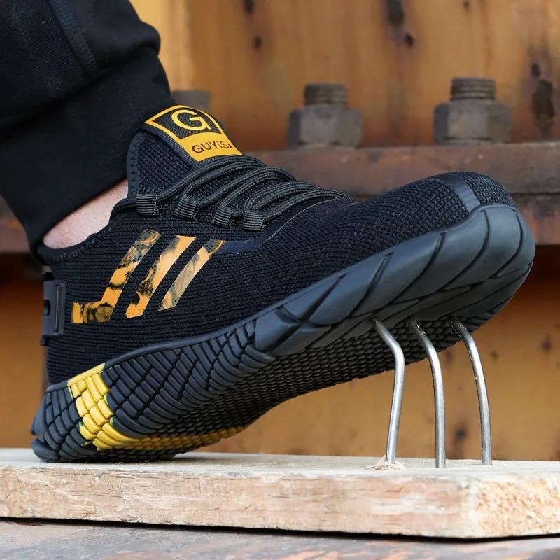 Fashion Work Sneakers Men Safety Shoes Construction Steel Toe Work Shoes Safety Boots Men Shoes Anti-Puncture Working Summer Kevlar
