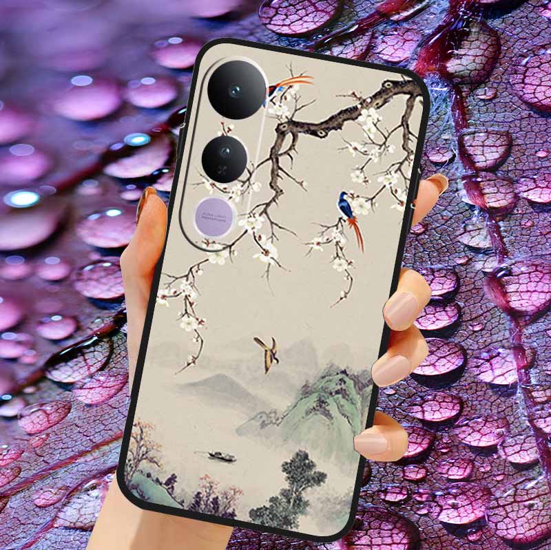 Case For Vivo V50 Lite Soft 3D Flower Relief Emboss Silicone Covers for Vivo V 50 Lite 4G 5G V50Lite Soft Capa Protective Casing