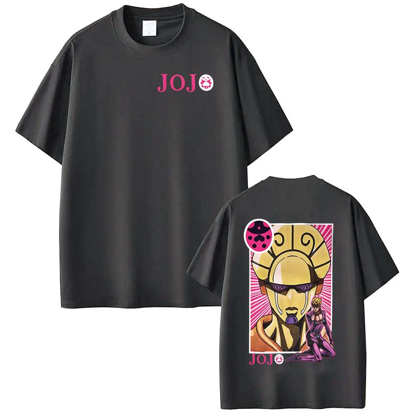 Anime JoJo Bizarre Adventure Giorno Giovanna T Shirts Mens Cotton Tee Shirt Fashion Hip Hop Short Sleeve Tshirts Streetwear