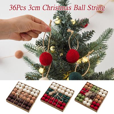 36pc/set Christmas Felt Wool Hanging Decoration Balls Charms Christmas Balls Christmas Tree Small Hangings Christmas Decoration