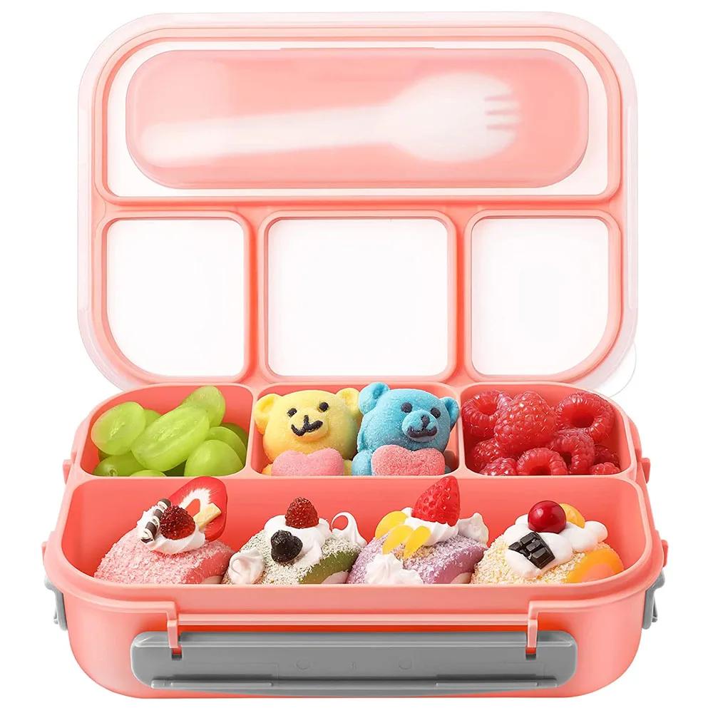 

A large capacity bento box of 81 ounces, suitable for adults, children, and toddlers, with 4 compartments розовый