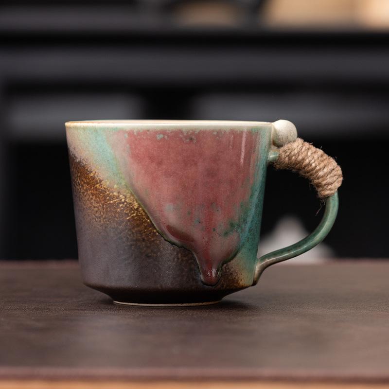 Retro Creative Coarse Pottery Handmade Coffee Cup, Home Silent Wind Ceramic Cup, High Value Afternoon Tea