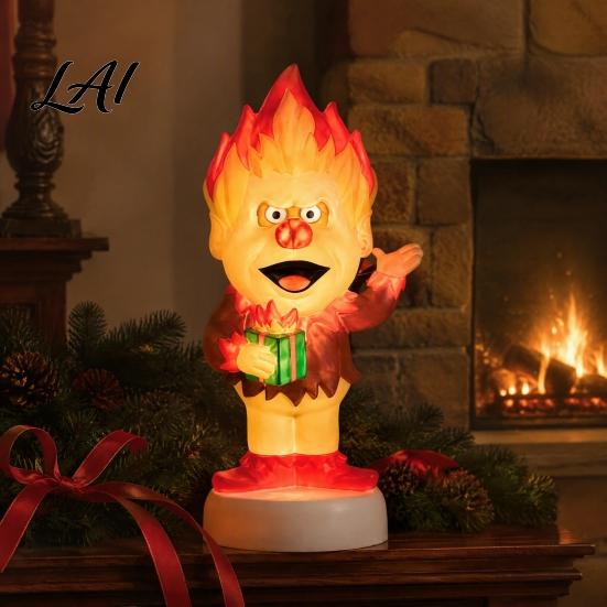 Classic Holiday Cartoon Characters Christmas LED Lighted Blow Molded Decoration Retro Character Porch Display Figure for Outdoor Yard Lawn,