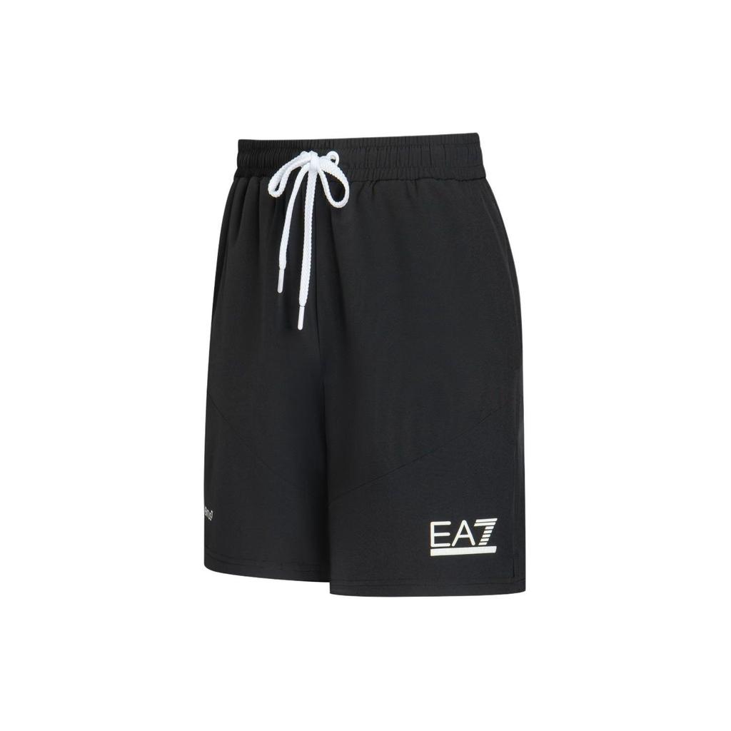 Emporio Armani EA7 SS24 Logo Letter Print Drawstring Straight Leg Casual Shorts Men Shorts Black 3DPS08-PNBXZ-1200
