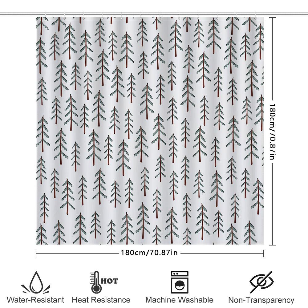 Bathroom Shower Curtain Botanical Forest Trees Nature Greenery Washroom Decor Vintage Rustic Farmhouse Home Decor Backdrop