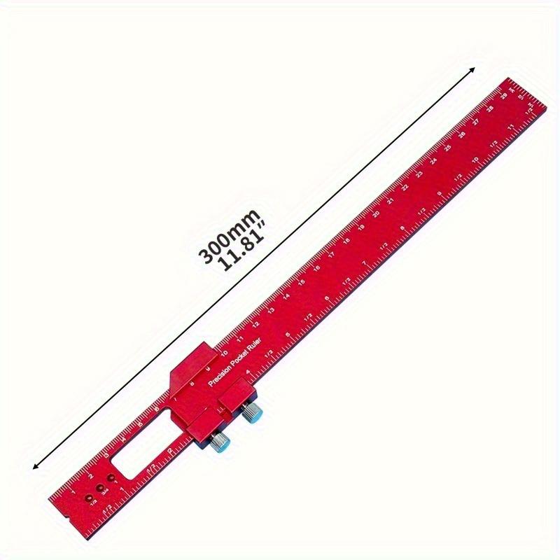 3pcs/set T-Ruler - Ergonomic Aluminum Pocket Square with Metric/Inch Measurements and Slide Stops Precision Woodworking