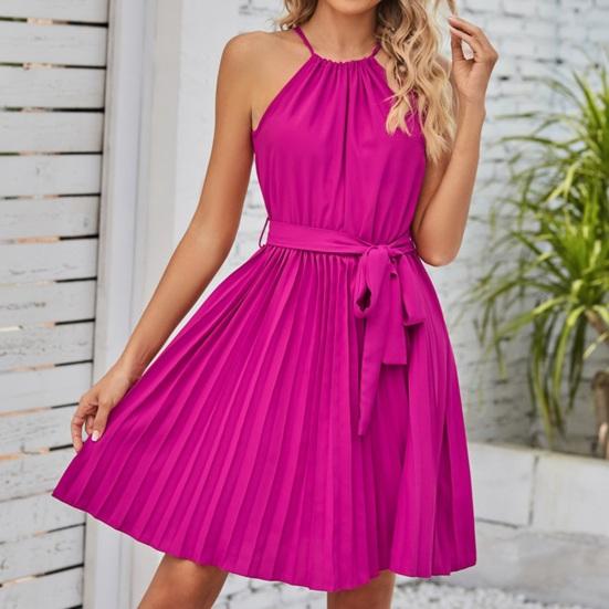 Pleated Halter Neck Mini Dress