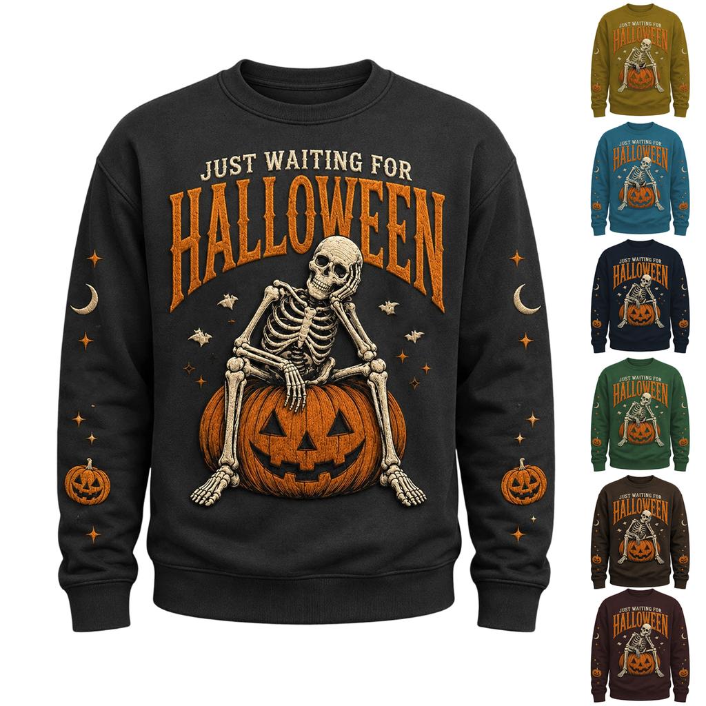Men's Halloween Print Neck Pullover for Casual Daily Wear