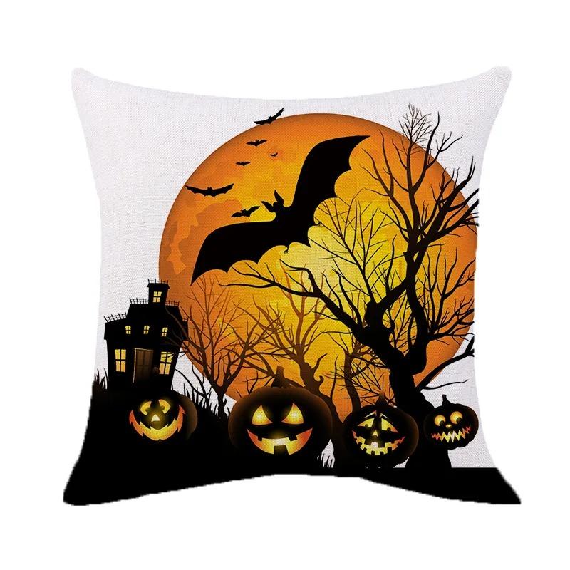 Halloween Theme Pillow Cover Car Office Living Room Sofa Halloween Pumpkin Lantern Decoration Pillow Cover