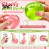 Hand Exerciser Squeezer Apple Squishy Stress Relief Ball, Transparent Fidget Toy, Squeeze Sensory Toy Soft Tpr Pinch for Adults Kids, Cute Fruit