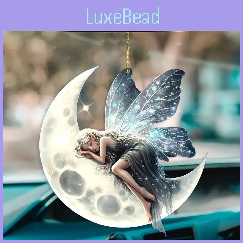 Acrylic Christmas Tree Flat Moon Elf Car Pendant With Clean Design For Celebratory Vehicle Decor