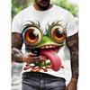 Herren T-Shirt mit 3D-Froschmuster, großen Augen, Streetwear, lässig, kurzärmelig, bequem, vielseitig, Outdoor T-Shirt für Männer