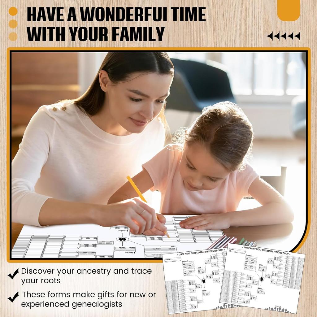 10 Pieces Family Tree Charts To Fill In Blank Genealogy Pedigree Charts for Ancestry Family Tree Maker Genealogy Organizer for Genealogists(Eight