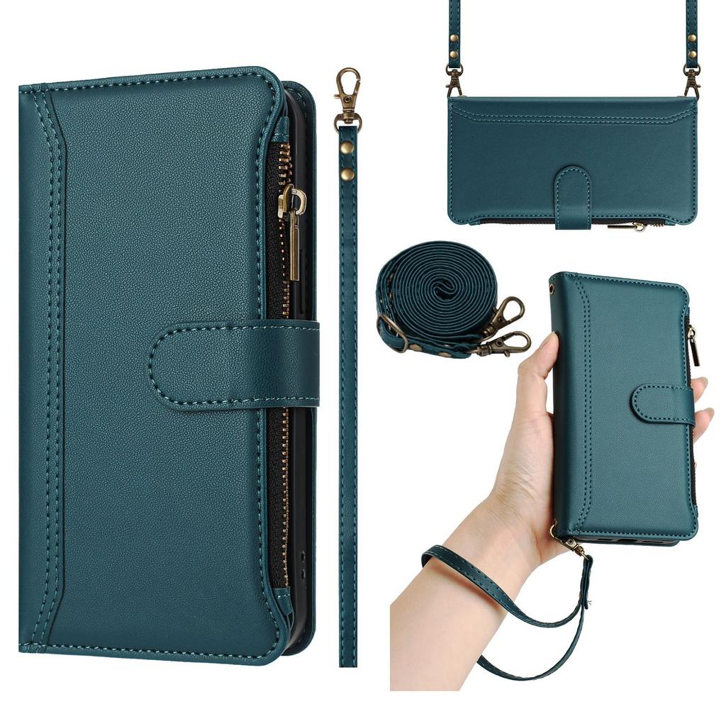 Leather Wallet Flip Case For Doogee N55 Plus N60 Pro Note 58 59 56 56x with Card Slots, Zipper Pocket, Crossbody Strap and Wristlet