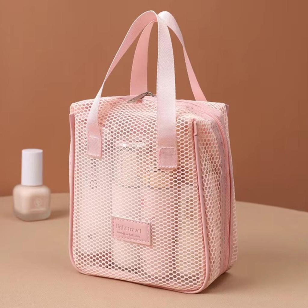 Mesh Makeup Toiletry Storage Bag Handbags Portable Travel Washing Body Shower Tools Organizer Hanging Cosmetic Organizer Pouch