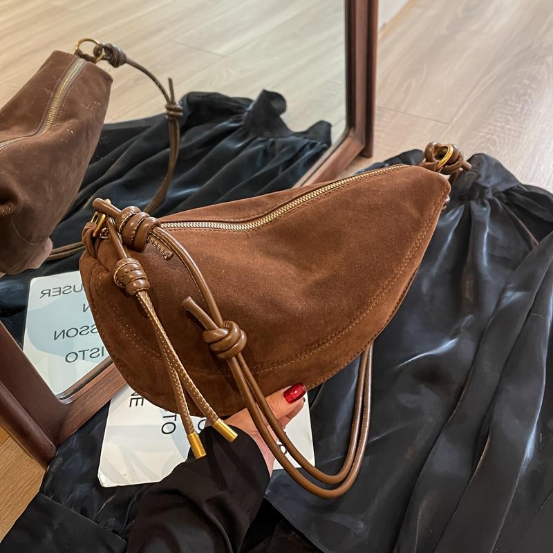 Women'S Retro Underarm Dinner Satchel Plush Frosted Casual Crossbody Bag Creative Shoulder Dumpling Bag Adjustable Shoulder Strap Waterproof Handbag