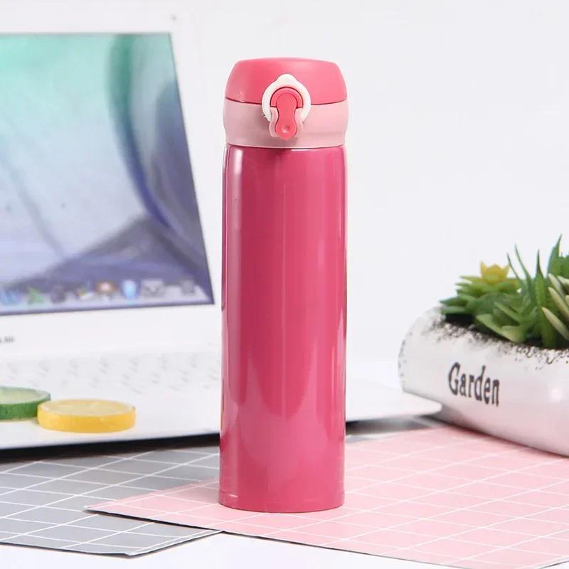 350ml Solid Color 304 Stainless Steel Double-layer Bouncing Cup Thermos Universal Thermos Flask Gift Water Cup