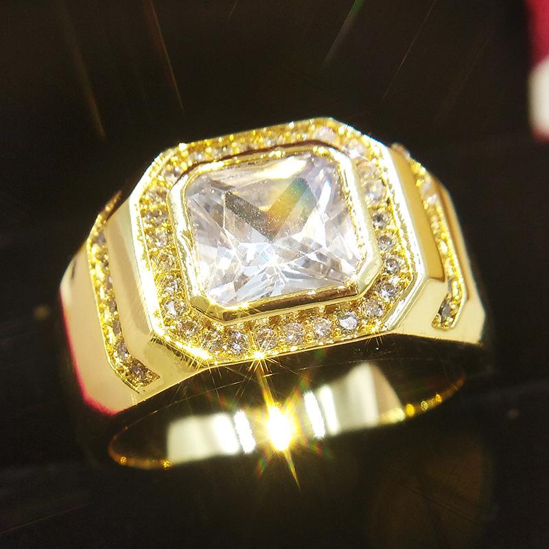 Europe and The United States New Wide Version of Mens Imitation Diamond Ring Mens Ring Hand Set with Zircon