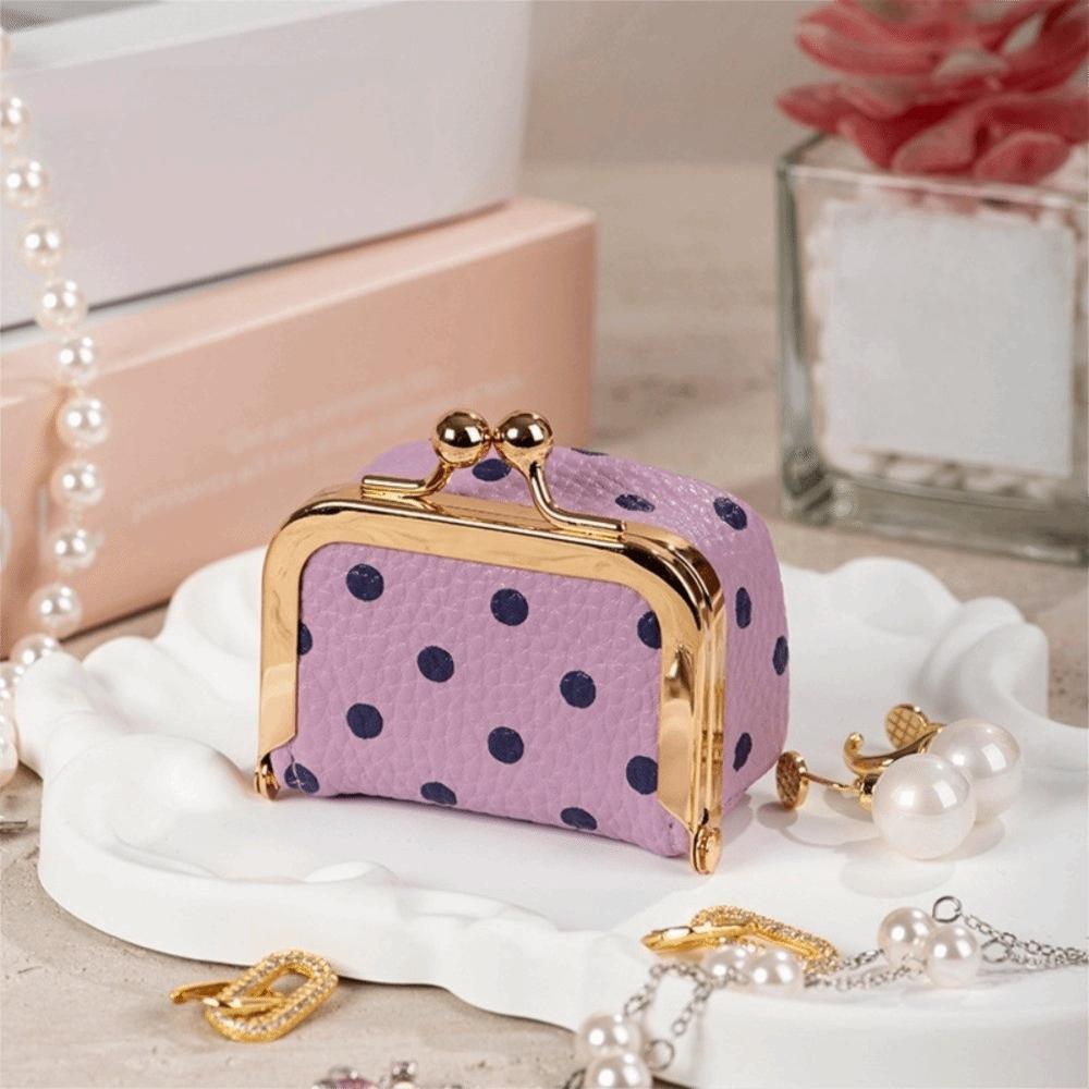 Mini Leder Schmucktasche Pünktchen Kleine Gegenstandstasche Luxus Kussverschluss Münzbörse Ohrringe