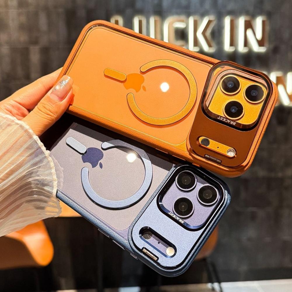 Glass Protection Lens Holder Magnetic Clear Case For For Iphone 17 16 1 14 13 Pro Max Flod Bracket For Leather Bumper Cover